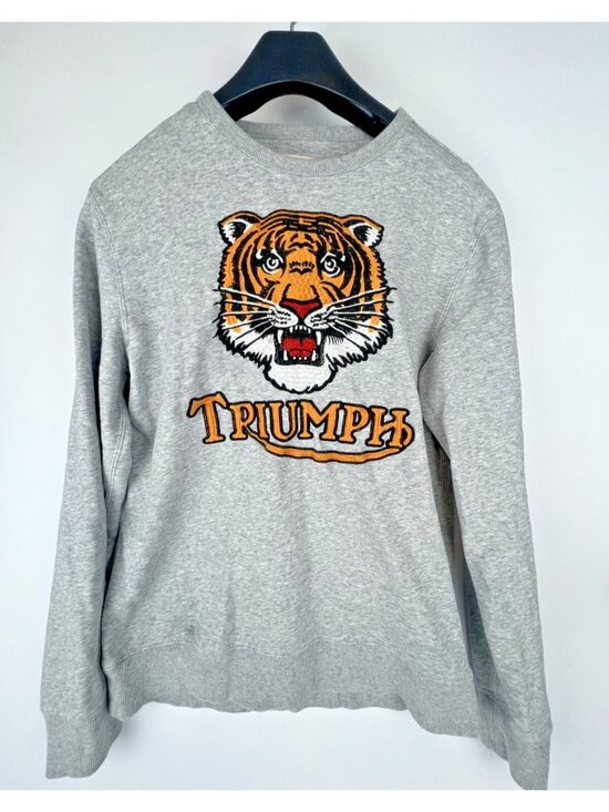 Lucky Brand Other - Triumph by Lucky Brand Tiger Embroidered Crewneck Sweater – Men’s Small Gray